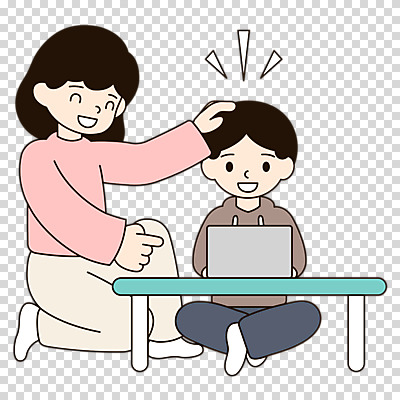 편집이미지 여자 교육 남자 어린이 미소 누끼 앉기 소년 성인 두명 노트북 학습 무릎꿇기 책상 PNG 칭찬 쓰다듬기 가구 모션 표정 사람 전자제품 파일형식