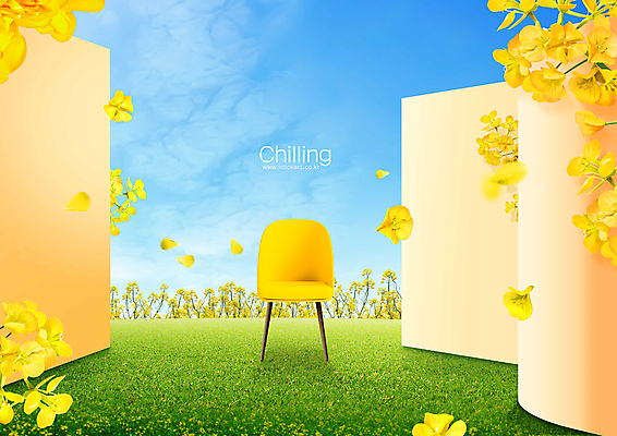 PSD 구름 편집이미지 꽃잎 벽 백그라운드 의자 자연 하늘 잔디 사람없음 노란색 봄풍경 기둥 유채 이미지편집 자연요소 식물 건축 꽃 컬러 가구 풍경 봄 생태계 파일형식