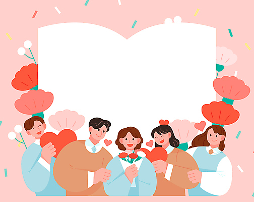 여자 남자 교복 분홍색 꽃다발 일러스트 청소년 고등학생 프레임 들기 여러명 상반신 성인 교사 하트 축하 잡기 스승의날 카네이션 감사 꽃가루 가정의달 책모양 카피스페이스 국내일러스트 AI파일 모양 직업 학생 옷 기념일 꽃 감정 컬러 다수 컨셉 모션 사람 공백 5월 가루 파일형식 벡터