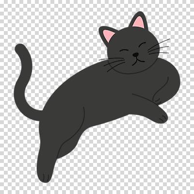 편집이미지 한마리 누끼 사람없음 눕기 눈감음 검은색 고양이 PNG 세계고양이의날 1 기념일 컬러 포유류 모션 반려동물 파일형식