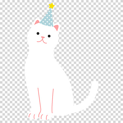 편집이미지 한마리 누끼 사람없음 고양이 고깔모자 흰색 PNG 세계고양이의날 모자_잡화 1 기념일 컬러 포유류 반려동물 파일형식