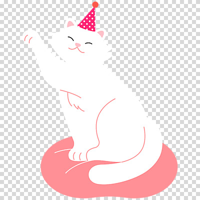 편집이미지 한마리 쿠션 미소 누끼 사람없음 고양이 고깔모자 흰색 PNG 앞발든 세계고양이의날 모자_잡화 1 기념일 컬러 포유류 표정 반려동물 파일형식