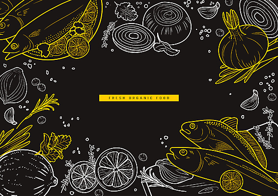 라인일러스트 일러스트 양파 파슬리 마늘 어류 사람없음 노란색 검은색 레몬 허브 블루베리 파 통후추 국내일러스트 AI파일 식물 컬러 채소 과일 수중동물 후추 파일형식 벡터