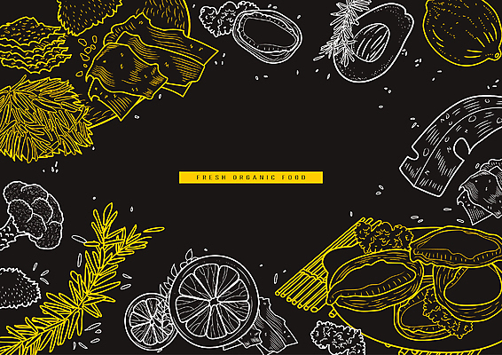 라인일러스트 일러스트 파슬리 사람없음 노란색 검은색 김 브로콜리 레몬 허브 전복 미역 아보카도 다시마 톳 국내일러스트 AI파일 식물 컬러 채소 과일 어패류 해조류 파일형식 벡터