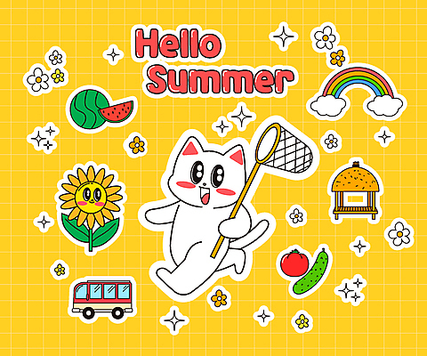 캐릭터 꽃 무지개 스티커 토마토 일러스트 해바라기 오이 버스 수박 타이포그라피 사람없음 반짝임 세트 노란색 강아지 원두막 채집망 일러캐릭터 AI파일 자연요소 식물 문자 육상교통 컬러 채소 과일 모션 대중교통 반려동물 개 파일형식 벡터