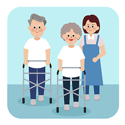 전신 여자 할아버지 노년 남자 할머니 일러스트 성인 세명 운동 걷기 잡기 요양 요양원 노인요양 요양보호사 돌봄 보조기구 돌봄서비스 돌보미 국내일러스트 AI파일 직업 모션 건강 사람 기구 간호 서비스 파일형식 벡터