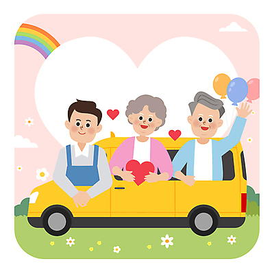 여자 할아버지 노년 남자 꽃 할머니 무지개 일러스트 버스 들기 상반신 성인 세명 손들기 하트 승차 풍선 요양 요양원 노인요양 요양보호사 돌봄 돌봄서비스 돌보미 국내일러스트 AI파일 자연요소 모양 식물 직업 육상교통 모션 대중교통 사람 간호 서비스 파일형식 벡터