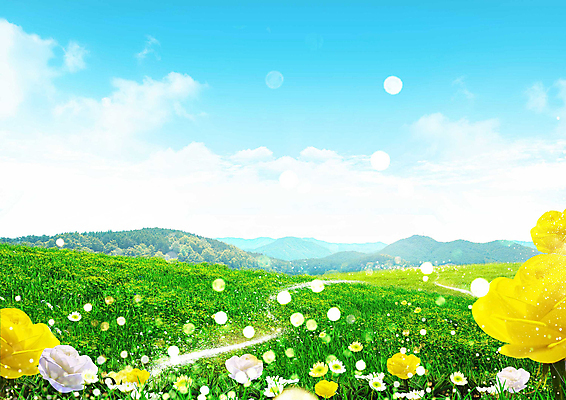 PSD 구름 편집이미지 꽃 백그라운드 자연 하늘 산 풍경 초원 사람없음 빛 이미지편집 자연요소 식물 생태계 파일형식