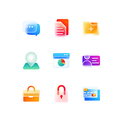 아이콘 말풍선 지도 서류가방 사람모양 자물쇠 사람없음 컬러풀 신용카드 문서 폴더 위치 원그래프 인터넷창 글래스모피즘 2D아이콘 AI파일 모양 디자인 컬러 인터넷 가방 그래프 금융 파일 파일형식 벡터