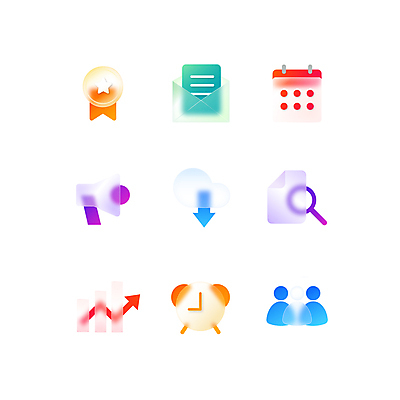 아이콘 그래프 사람모양 사람없음 컬러풀 확성기 자명종 달력 이메일 메달 검색 문서 상승 배지 다운로드 클라우드서비스 즐겨찾기 글래스모피즘 2D아이콘 AI파일 모양 디자인 시계 컬러 컨셉 알람 서비스 상_상패 파일형식 벡터
