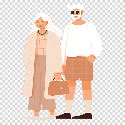 전신 편집이미지 여자 노년 남자 가방 들기 누끼 두명 선글라스 노부부 주머니손 PNG 노인만 시밀러룩 부부 잡화 안경 모션 사람 성인 커플룩 성인만 파일형식