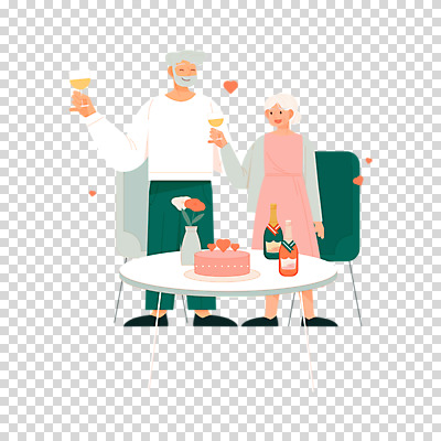 전신 편집이미지 여자 노년 남자 의자 탁자 미소 들기 누끼 취미 두명 케이크 와인 꽃병 노부부 건배 PNG 노인만 부부 꽃 가구 모션 디저트 주류 표정 사람 성인 성인만 파일형식