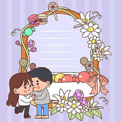 전신 커플 여자 기념일 남자 꽃 리본 줄기 일러스트 화이트데이 데이이벤트 프레임 사탕 서기 성인 두명 바구니 손잡기 메모지 연보라색 마카롱 다리들기 성인만 카피스페이스 국내일러스트 AI파일 식물 관계 모션 디저트 사람 이벤트 사무용품 보라색 공백 파일형식 벡터