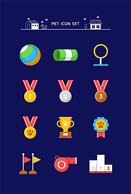 아이콘 공 사람없음 장난감 깃발 고리 호루라기 트로피 배지 금메달 순위 단상 동메달 은메달 애견훈련 2D아이콘 반려용품 AI파일 상_우승 메달 연습 오브젝트 파일형식 벡터