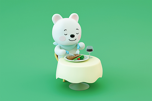 PSD 편집 편집이미지 캐릭터 포크 식탁 스테이크 들기 앉기 사람없음 초록색 3D소스 3D 레스토랑 와인 식사 나이프 개 강아지 디지털합성 펫푸드 편집3D 식기 컬러 포유류 모션 탁자 주류 서양음식 반려동물 식당 칼 애견용품 파일형식