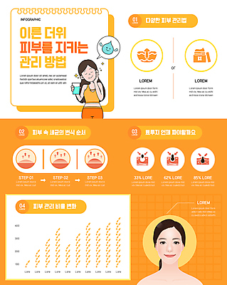 여자 일러스트 그래프 들기 상반신 성인 두명 여름 주황색 인포그래픽 수분 피부 물컵 피부관리 여드름 수분섭취 성인여자만 국내일러스트 AI파일 계절 컬러 모션 사람 신체부위 컵 뷰티 여자만 성인만 파일형식 벡터