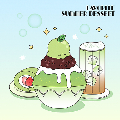 하늘색 일러스트 딸기 아이스크림 디저트 여름음식 타이포그라피 사람없음 연두색 여름 반짝임 카페 녹차 빙수 그라데이션 롤케이크 녹차라떼 녹차빙수 국내일러스트 AI파일 문자 계절 음식 과일 모션 초록색 파란색 차_음료 케이크 상점 라떼 파일형식 벡터 여름_계절