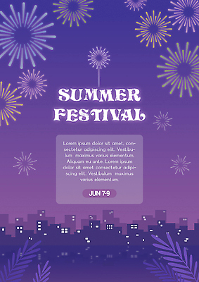 포스터 야경 일러스트 폭죽 불꽃놀이 타이포그라피 사람없음 건물 여름 보라색 도시 여름축제 국내일러스트 AI파일 문자 건축물 계절 컬러 놀이 축제 야간 파일형식 벡터 여름_계절 풍경_경치