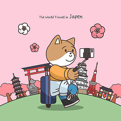 나무 반려견 분홍색 운동화 일러스트 들기 사람없음 건물 캐리어 기댐 벚꽃 세계여행 성 강아지 셀프카메라 개캐릭터 일본건축 토리이 도쿄타워 셀카봉 세계강아지의날 국내일러스트 AI파일 식물 건축물 기념일 꽃 컬러 동물캐릭터 여행 신발 모션 반려동물 세계 여행가방 일본 사진촬영 동양건축 개 신사_건축물 파일형식 벡터