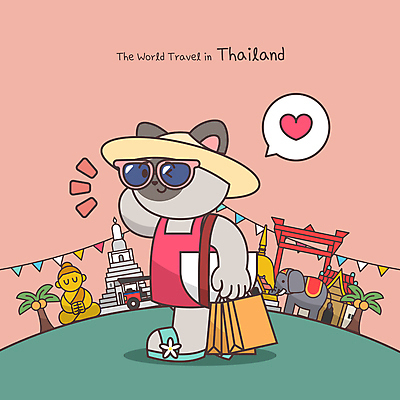 모자 원피스 분홍색 일러스트 태국 코끼리 슬리퍼 들기 사람없음 선글라스 야자수 쇼핑백 궁전 사원 세계여행 불상 고양이캐릭터 숄더백 가랜드 샴고양이 태국건축 반려묘 국내일러스트 AI파일 나무 잡화 옷 아시아 안경 컬러 동물캐릭터 여행 신발 고건축 불교 가방 비즈니스 포유류 모션 반려동물 세계 고양이 동양건축 파티용품 파일형식 벡터