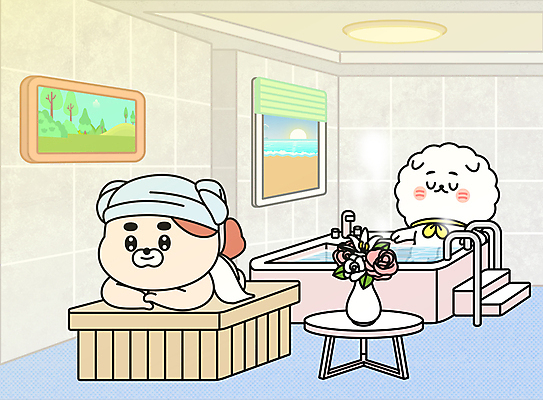 화분 반려견 엎드리기 두마리 일러스트 욕조 사람없음 기댐 스파 강아지 개캐릭터 애견스파 세계강아지의날 국내일러스트 AI파일 기념일 동물캐릭터 2 모션 반려동물 개 파일형식 벡터