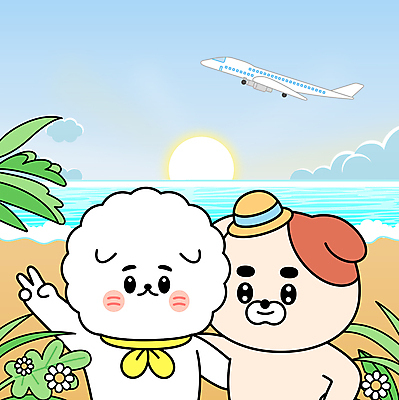 식물 구름 꽃 반려견 바다 여행 일러스트 어깨동무 휴가 비행기 해변 사람없음 태양 강아지 브이 개캐릭터 세계강아지의날 국내일러스트 AI파일 자연요소 기념일 동물캐릭터 포즈 항공교통 대중교통 손짓 반려동물 개 파일형식 벡터