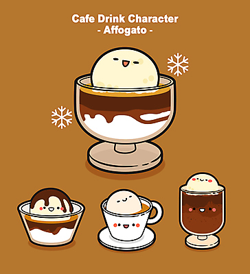 접시 커피 일러스트 아이스크림 잔 눈꽃 사람없음 갈색 카페 머그컵 커피잔 눈꽃무늬 아포카토 2025년 트렌드컬러 월간캐릭터 일러캐릭터 모카무스 AI파일 캐릭터 식기 음료 컬러 무늬 디저트 눈_날씨 컵 상점 연도 파일형식 벡터