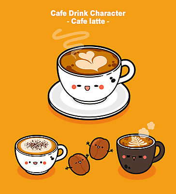 접시 빵 일러스트 팔벌리기 잔 사람없음 갈색 주황색 카페 머그컵 라떼 라떼아트 카페라떼 월간캐릭터 일러캐릭터 AI파일 캐릭터 식기 커피 음식 컬러 모션 컵 상점 그림 파일형식 벡터