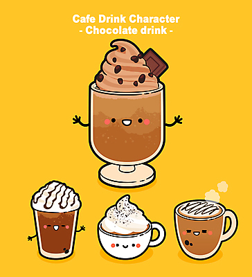 일러스트 팔벌리기 잔 사람없음 갈색 노란색 손들기 초콜릿 카페 머그컵 쉐이크 초콜릿음료 월간캐릭터 일러캐릭터 AI파일 캐릭터 식기 음료 컬러 모션 디저트 컵 상점 파일형식 벡터