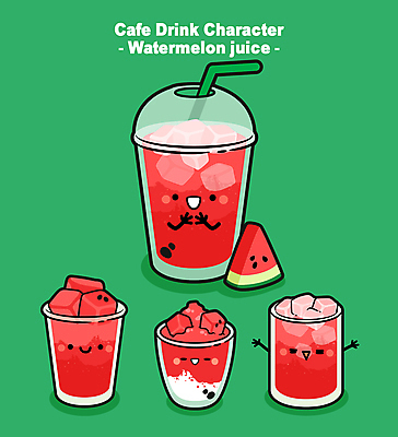일러스트 팔벌리기 잔 수박 사람없음 빨간색 초록색 카페 머그컵 손모으기 수박조각 수박주스 월간캐릭터 일러캐릭터 AI파일 캐릭터 식기 컬러 조각 과일 모션 손짓 컵 상점 과일주스 파일형식 벡터