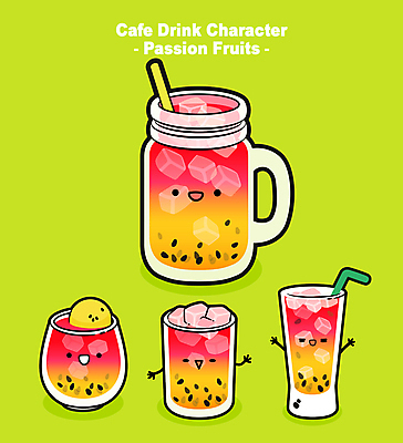 일러스트 잔 빨대 사람없음 연두색 손들기 카페 머그컵 그라데이션 아이스티 패션후르츠 월간캐릭터 일러캐릭터 AI파일 캐릭터 식기 음료 모션 컵 초록색 상점 열대과일 파일형식 벡터