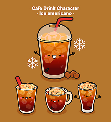 일러스트 팔벌리기 잔 빨대 사람없음 갈색 얼음 카페 머그컵 눈꽃무늬 아이스아메리카노 월간캐릭터 일러캐릭터 AI파일 자연요소 캐릭터 식기 컬러 무늬 모션 눈꽃 컵 상점 아메리카노 아이스커피 파일형식 벡터