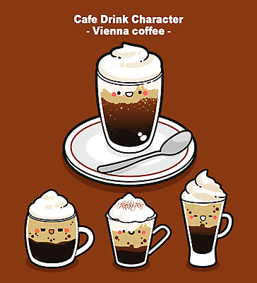 접시 일러스트 잔 사람없음 갈색 카페 머그컵 티스푼 비엔나커피 월간캐릭터 일러캐릭터 AI파일 캐릭터 식기 커피 컬러 컵 상점 숟가락 파일형식 벡터