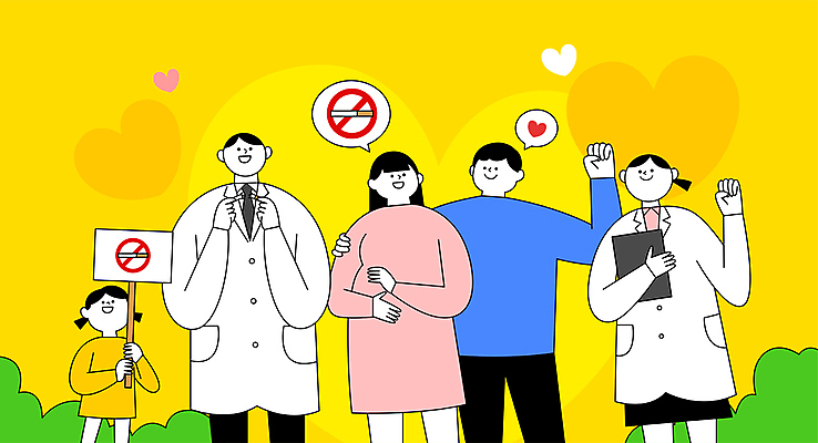 부부 여자 남자 어린이 말풍선 일러스트 가족 응원 담배 들기 소녀 여러명 상반신 성인 노란색 파이팅 주먹 임산부 팻말 의사 금연 흡연금지 어깨에손 국내일러스트 AI파일 커플 캠페인 컬러 다수 관계 모션 프레임 사람 임신 의료진 금지 사회이슈 파일형식 벡터