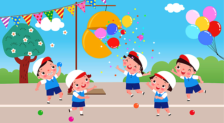 전신 나무 구름 여자 남자 꽃 어린이 일러스트 공 하늘 미소 웃음 소녀 소년 여러명 손들기 유치원 잡기 던지기 즐거움 꽃가루 박 풍선 체육대회 가랜드 박터트리기 어린이만 국내일러스트 AI파일 자연요소 식물 교육 감정 다수 모션 표정 사람 가루 체육 파티용품 대회 파일형식 벡터