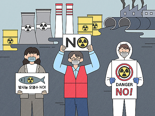 여자 남자 일러스트 공장 어류 마스크 들기 상반신 성인 세명 피해 팻말 회색 환경오염 오염 반대 원자력 시위 방류 방사능 원자력발전기호 원자력발전소 폐수 폐수방류 성인만 방사능복 국내일러스트 AI파일 기호 옷 컬러 컨셉 공업 모션 프레임 사람 수중동물 에너지 파일형식 벡터