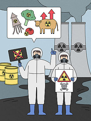 전신 여자 남자 말풍선 채소 일러스트 해골 육류 경고 들기 성인 두명 피해 팻말 회색 가리킴 소 환경오염 오염 연기 해산물 오징어 반대 드럼통 원자력 시위 방독면 방사능 원자력발전기호 폐수 폐수방류 성인만 방사능복 피폭 국내일러스트 AI파일 기호 옷 컬러 컨셉 식재료 포유류 모션 연체동물 뼈 프레임 마스크 사람 손짓 수중동물 에너지 파일형식 벡터