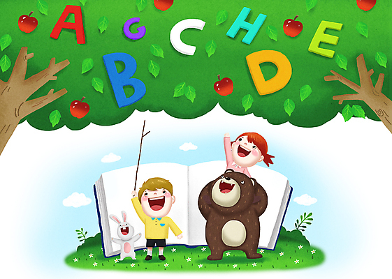 전신 PSD 알파벳 영어 여자 교육 남자 어린이 일러스트 곰 상상 나뭇잎 들기 소녀 소년 상반신 두명 책 손들기 올려보기 나뭇가지 가리킴 토끼 목말 사과 즐거움 사과나무 어린이만 국내일러스트 나무 동물 문자 감정 잎 과일 포유류 모션 사람 손짓 반려동물 파일형식