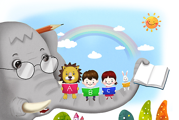 전신 PSD 나무 구름 학생 영어 여자 남자 어린이 무지개 일러스트 상상 수업 코끼리 영어교육 들기 앉기 소녀 소년 두명 책 태양 연필 교사 토끼 사자 어린이만 안경낌 국내일러스트 자연요소 식물 직업 문자 교육 안경 포유류 모션 학용품 사람 반려동물 필기구 파일형식