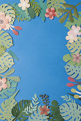 포토 JPG 스튜디오촬영 꽃 종이 백그라운드 잎 꽃백그라운드 프레임 사람없음 파란색 페이퍼아트 감성 몬스테라 플랫레이 카피스페이스 국내포토 식물 컬러 컨셉 실내 공백 플랫 파일형식