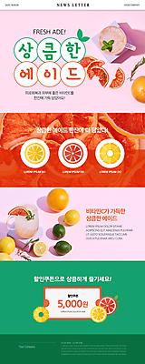 PSD 웹템플릿 오렌지 사람없음 여름 카페 레몬 자몽 메뉴 추천 상큼 뉴스레터 에이드 할인쿠폰 이미지템플릿 템플릿 계절 음료 과일 상점 쿠폰 파일형식
