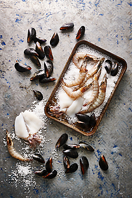 포토 JPG 식재료 새우 쟁반 사람없음 신선 해산물 소금 홍합 국내포토 어패류 갑각류 파일형식