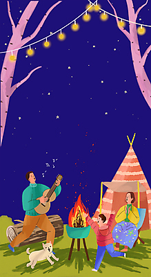 전신 PSD 여자 남자 어린이 연주 의자 일러스트 노래 엄마 텐트 들기 앉기 소년 성인 세명 파란색 달리기 만세 캠핑 나뭇가지 기타 아빠 강아지 야간 모닥불 박수 알전구 국내일러스트 자연요소 나무 음악 컬러 가구 전구 가족 모션 불 현악기 레저 캠핑도구 사람 손짓 반려동물 개 파일형식