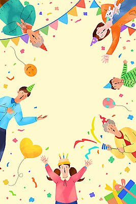 PSD 여자 할아버지 노년 남자 할머니 어린이 일러스트 엄마 대가족 폭죽 들기 소년 여러명 상반신 성인 선물상자 노란색 손들기 만세 고깔모자 생일파티 아빠 강아지 박수 손내밀기 꽃가루 생일축하 풍선 가랜드 국내일러스트 모자_잡화 컬러 다수 가족 모션 선물 사람 손짓 반려동물 상자 축하 생일 개 가루 파티용품 파일형식