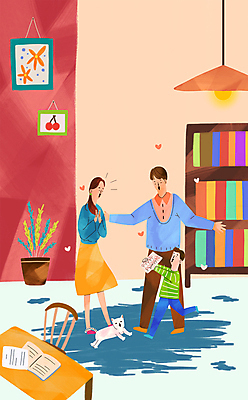 전신 PSD 여자 남자 화분 어린이 액자 의자 일러스트 엄마 팔벌리기 전등 책장 들기 소년 성인 책 세명 고양이 축하 아빠 박수 책상 시험지 100점 국내일러스트 가구 컨셉 포유류 가족 모션 조명 사람 손짓 반려동물 점수 파일형식