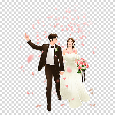 전신 편집이미지 커플 여자 남자 꽃잎 부케 웨딩드레스 신혼부부 사랑 들기 누끼 턱시도 성인 두명 걷기 손잡기 로맨틱 올려보기 PNG 신랑신부 성인만 흩날리기 부부 드레스 꽃 감정 신부_웨딩 꽃다발 신랑 결혼 컨셉 관계 모션 사람 정장 신혼 파일형식