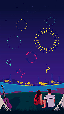 전신 커플 여자 남자 밤하늘 불꽃놀이 앉기 잔디 성인 야외 두명 여름 강 캠핑 기타 야간 성인만 모션그래픽 MP4 MOV 자연요소 식물 계절 관계 모션 놀이 하늘 현악기 레저 사람 동영상 파일형식