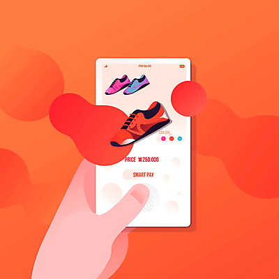 손 운동화 모바일 신체부위 빨간색 스마트폰 쇼핑 결제 온라인쇼핑 모바일쇼핑 지문 지문인식 핀테크 모션그래픽 MP4 MOV 컬러 신발 사람 금융 핸드폰 스마트기기 온라인 동영상 생체인식기술 파일형식