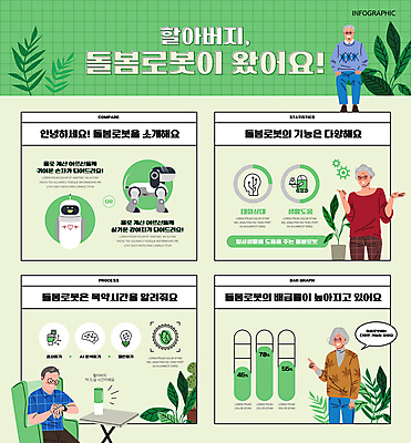 전신 여자 할아버지 노년 남자 화분 할머니 잎 일러스트 탁자 정보기술 앉기 손짓 여러명 상반신 초록색 소파 인포그래픽 가리킴 로봇 돌봄 시계보기 노인만 로봇강아지 돌봄서비스 AI_인공지능 국내일러스트 AI파일 식물 컬러 가구 다수 의자 모션 기술 사람 성인 서비스 성인만 파일형식 벡터