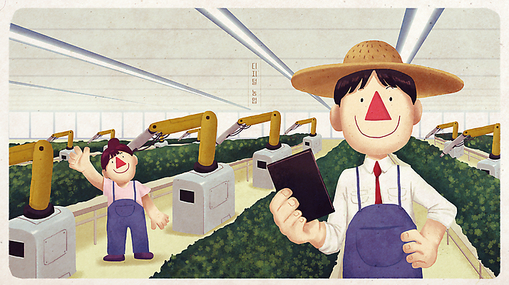 전신 PSD 부부 여자 남자 허리손 채소 일러스트 들기 상반신 청년 성인 두명 태블릿 디지털 농사 기계 농부 로봇 밀짚모자 손인사 편리함 자동화 성인만 스마트팜 국내일러스트 직업 모자_잡화 커플 포즈 컨셉 농업 모션 사람 전자제품 스마트기기 농장 인사 파일형식